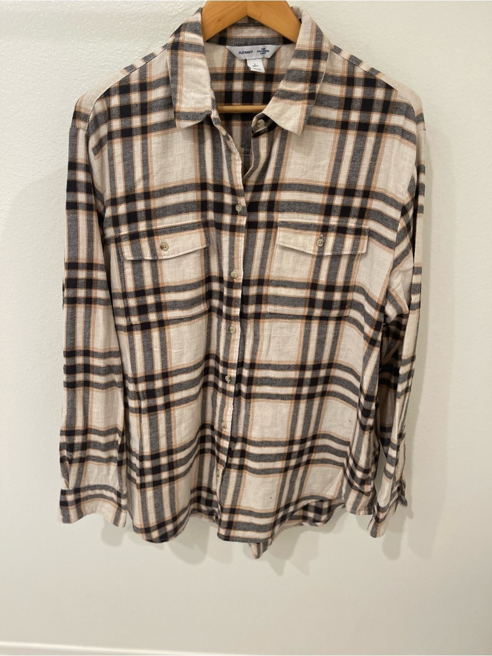 Old Navy The Boyfriend Shirt Flannel L tall